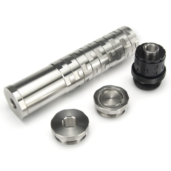 7"L 1.5"OD Dodecagonal Stainless Steel Modular Solvent Trap 5/8×24+1/2×28 1.375×24 MST+ 13.5x1LH,1/2×28,9/16×24,.578×28 Booster