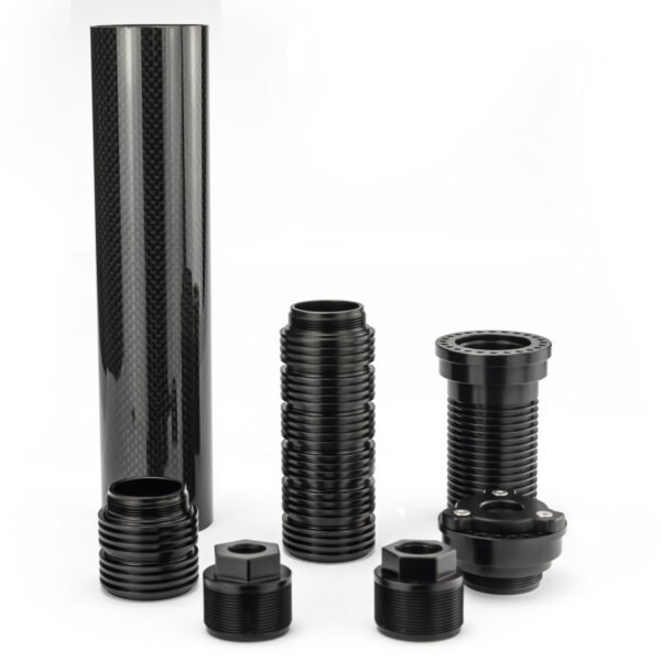 8.85"L 1.85"OD Carbon Fiber Modular Solvent Trap MST 8x Aluminum Cups 1/2×28,5/8×24 with 1/2×28,.578×28.9/16×24,13.5x1LH Booster