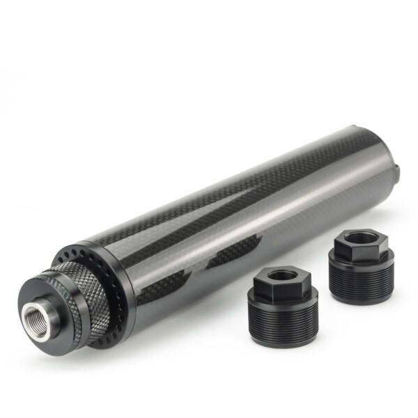 8.85"L 1.85"OD Carbon Fiber Modular Solvent Trap MST 8x Aluminum Cups 1/2×28,5/8×24 with 1/2×28,.578×28.9/16×24,13.5x1LH Booster
