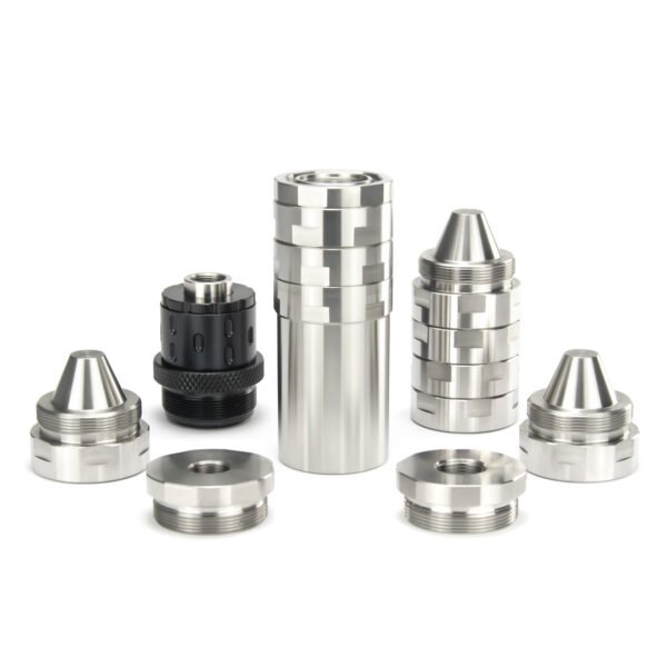 7"L 1.5"OD Dodecagonal Stainless Steel Modular Solvent Trap 5/8×24+1/2×28 1.375×24 MST+ 13.5x1LH,1/2×28,9/16×24,.578×28 Booster