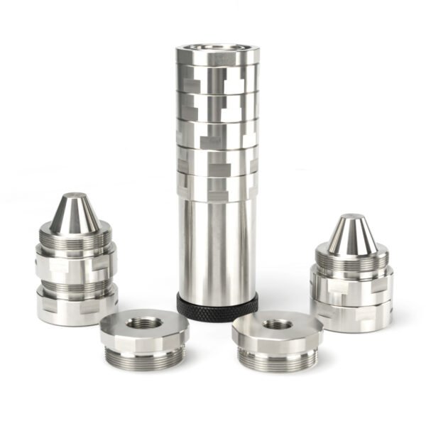 7"L 1.5"OD Dodecagonal Stainless Steel Modular Solvent Trap 5/8×24+1/2×28 1.375×24 MST+ 13.5x1LH,1/2×28,9/16×24,.578×28 Booster
